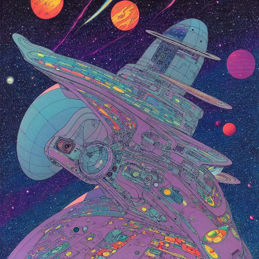 Prompt: ( ( ( ( the dimensional gap at the end of the galaxy and space ship ) ) ) ) by mœbius!!!!!!!!!!!!!!!!!!!!!!!!!!!, overdetailed art, colorful, artistic record jacket design