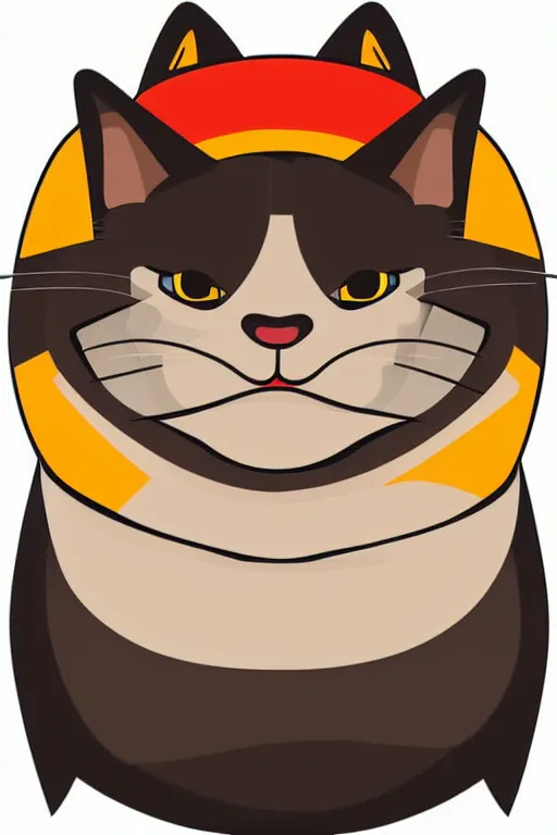 Image similar to Portrait of a cat as a sumo wrestler, sticker, colorful, illustration, highly detailed, simple, smooth and clean vector curves, no jagged lines, vector art, smooth