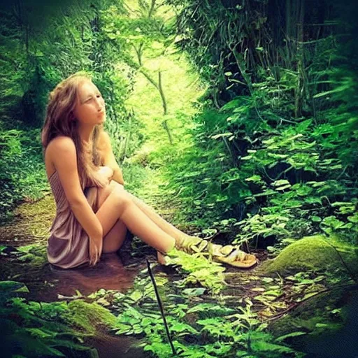 Image similar to “beautiful woman in nature”