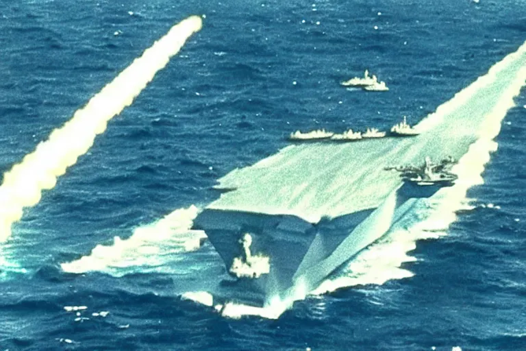 Image similar to tictac shaped ufo flying out of the ocean, uss nimitz tictac ufo incident by studio ghibli, middle of the ocean, tic tac ufo, warship