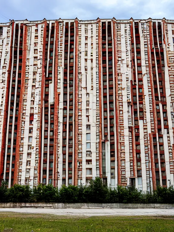 Image similar to low - cost soviet residental building, photo, full shot