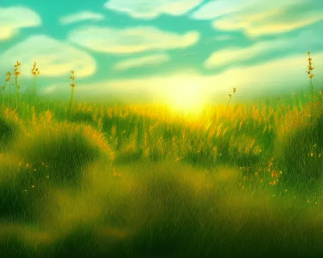 Prompt: digital painting of various plants in a field, trending on pixiv, cinematic lighting, beautiful