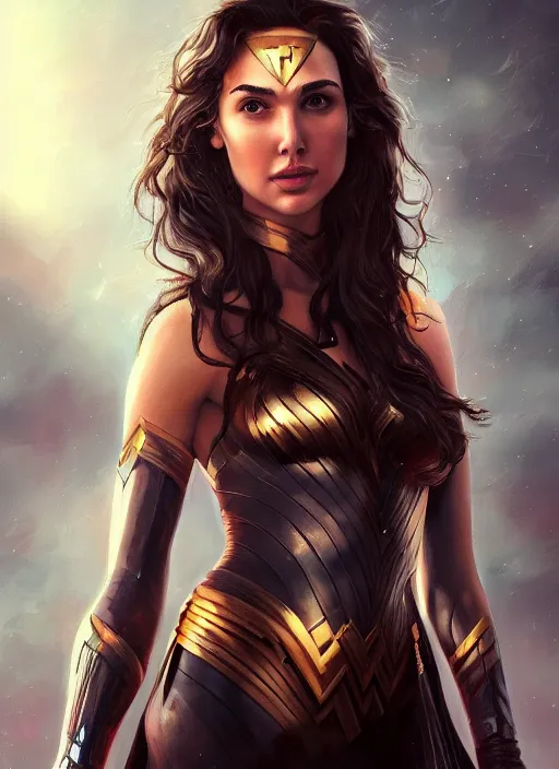 Image similar to a beautiful painting of Gal Gadot , very detailed, 4K, epic , trending on artstation, hd, masterpiece