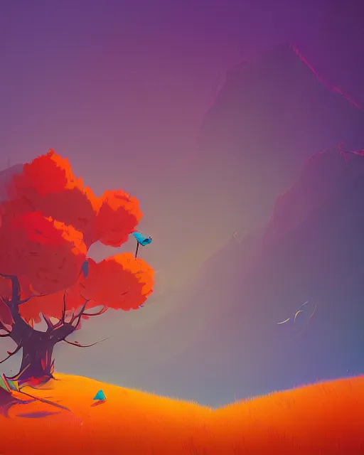 Prompt: autumn hill illustration by anton fadeev