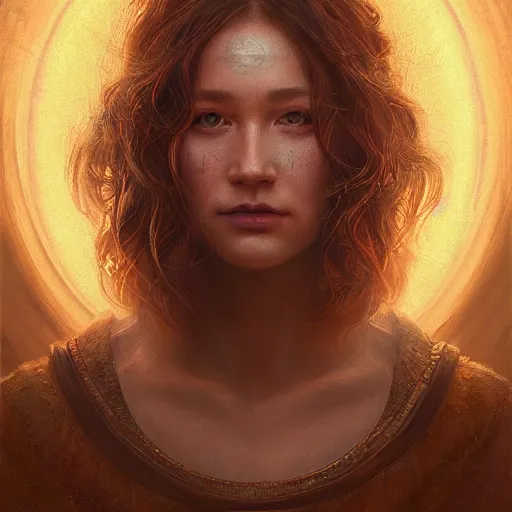 Image similar to Captivating Oracle of Delphi portrait, atmospheric lighting, painted, intricate, volumetric lighting, beautiful, rich deep colors masterpiece, golden hour, sharp focus, ultra detailed, by Leesha Hannigan, Ross Tran, Thierry Doizon, Kai Carpenter,Ignacio Fernández Ríos