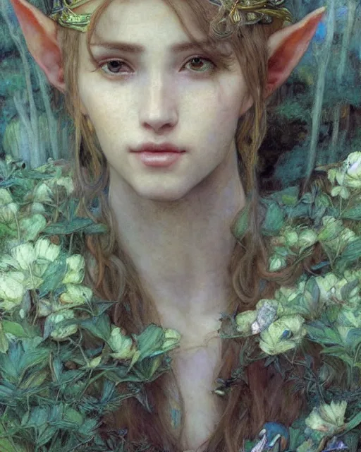 Image similar to a beautiful elf princess by Edgar Maxence and Ross Tran and Michael Whelan Jules Bastien-Lepage