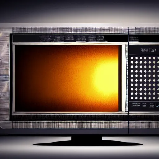 Image similar to a microwave with a tv screen covered in static, intricate, highly detailed, digital painting, artstation, concept art, smooth, sharp focus, illustration, unreal engine 5, 8 k