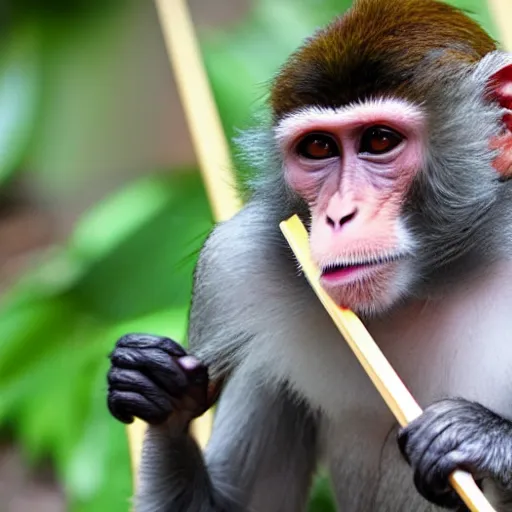 Image similar to Monkey using chopsticks to eat