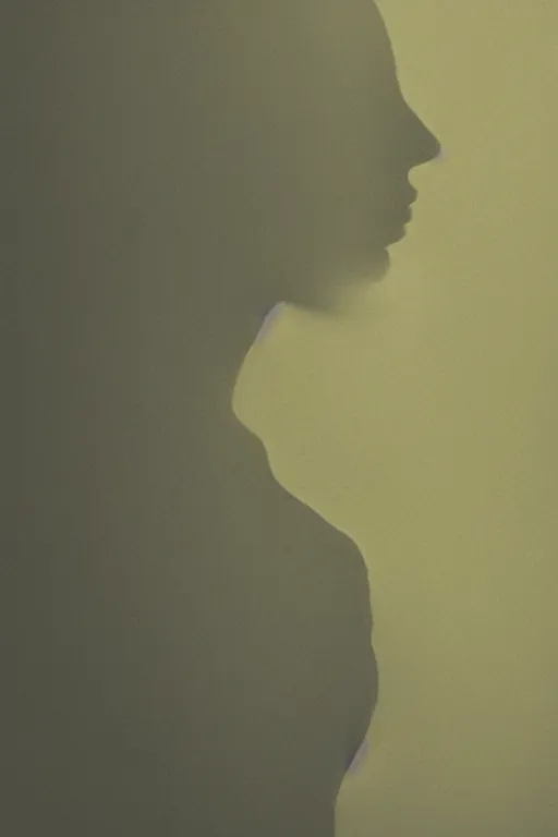 Image similar to woman silhouette, large diffused glowing aura, film grain, art by janice sung