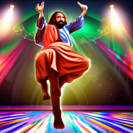 Prompt: jesus christ dancing to afrobeat music dj playing nigerian club party photorealistic ultra-realistic