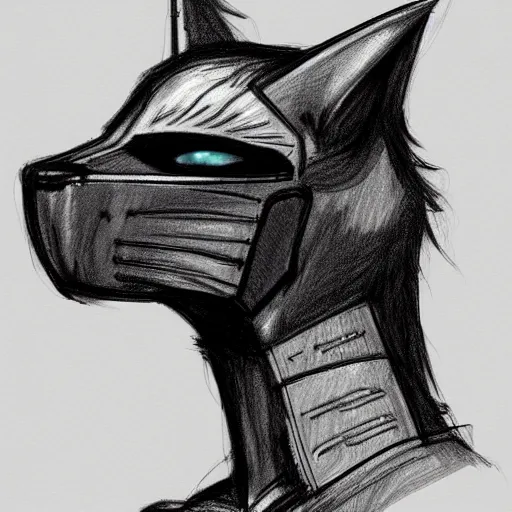 Image similar to cyberpunk cat wearing a suit sketch side view