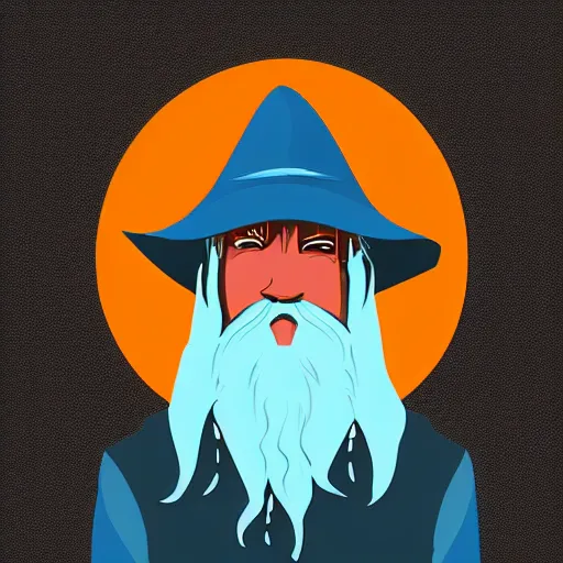 Prompt: Gandalf the Neon, vector art, artstation