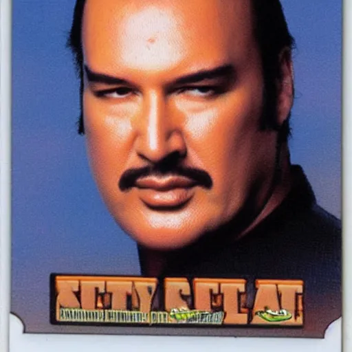 Image similar to Steven Seagal trading card poytail