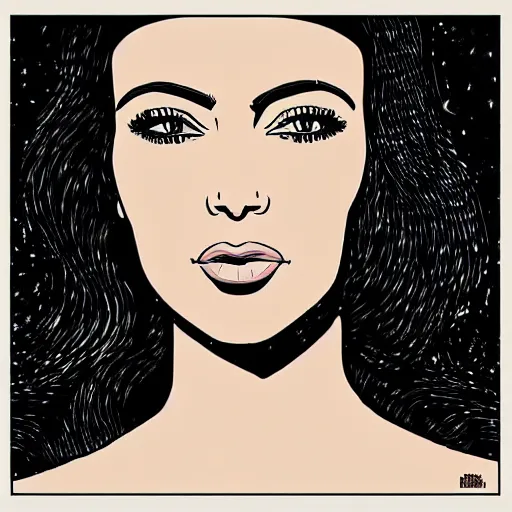 Image similar to “ kim kardashian retro minimalist portrait by jean giraud, moebius starwatcher comic, 8 k ”