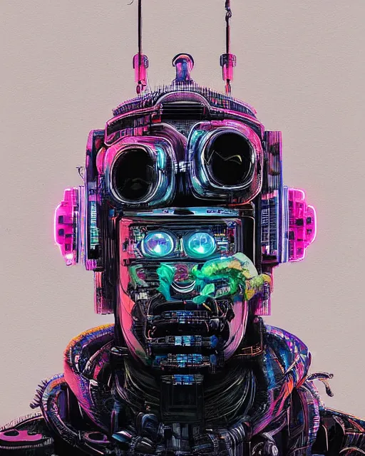 Prompt: detailed portrait of cyberpunk computer scientist who served as systems engineer dancer on the neo Tokyo streets of the Mecha Empire city during the Festival of Masks, futuristic neon, reflective puffy coat, decorated with traditional Japanese ornaments by Ismail inceoglu dragan bibin hans thoma greg rutkowski Alexandros Pyromallis Nekro Rene Maritte Illustrated, Perfect face, fine details, realistic shaded, fine-face, pretty face