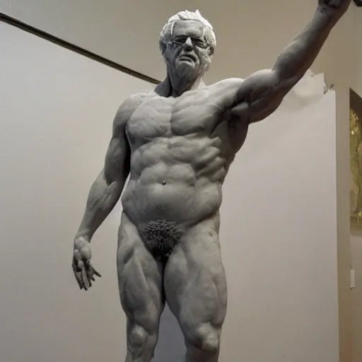 Image similar to The Hellenic marble sculpture of Bernie Sanders is a realistic representation of human anatomy, perfect anatomy, detailed sculpture, and has chiseled muscles that resemble God's.