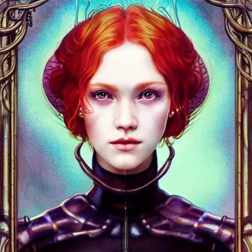 Prompt: Lofi BioPunk portrait curly redhead woman with a dragon Pixar style by Tristan Eaton Stanley Artgerm and Tom Bagshaw
