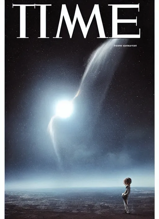 Prompt: TIME magazine cover, the coming AI singularity, a deepness in the sky