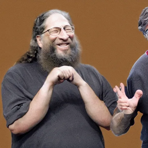 Image similar to photo of richard stallman punching bill gates, photography, realistic, realism