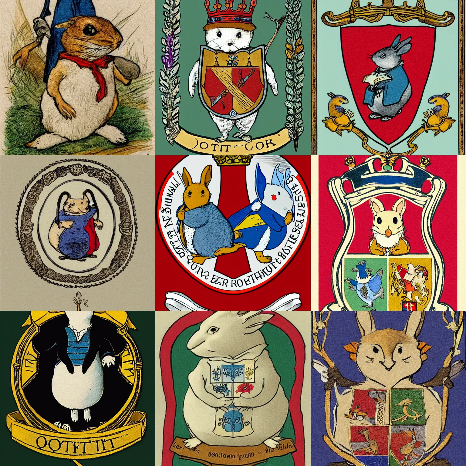 Prompt: coat of arms by beatrix potter
