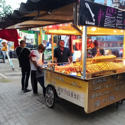 Image similar to Shakira selling street food stall