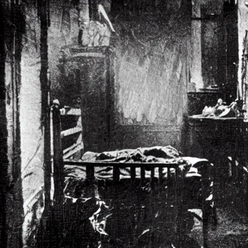 Prompt: hd photograph of a crime scene of the serial killer Jack the Ripper, unsettling, creepy, horrific, gruesome