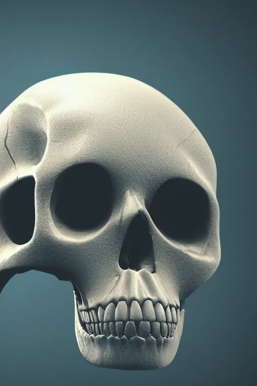 Image similar to photo of a bubble in the shape of a skull, highly detailed, masterpiece, photorealistic, octane render, volumetric lighting, depth of field