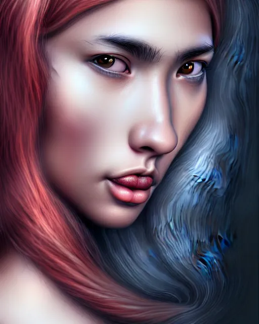 Image similar to hair monster, portrait, highly detailed, deep focus, gritty, digital painting, smooth, sharp focus, illustration, ultra realistic, 8 k, art by artgerm