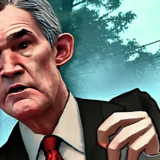 Image similar to Screenshot of Jerome Powell as a character in Dead By Daylight