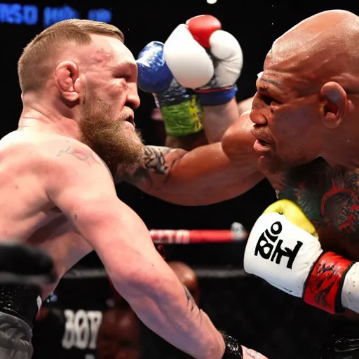 Prompt: conor mcgregor fights mike tyson in a cave