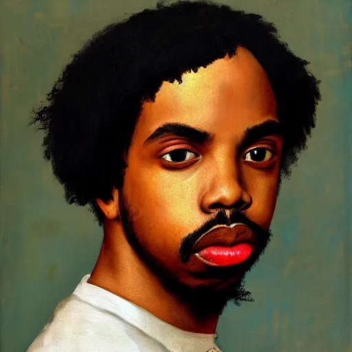 Image similar to a renaissance style portrait painting of earl sweatshirt