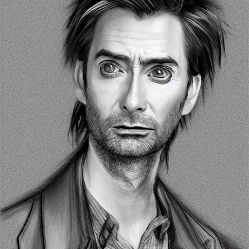 Image similar to david tennant pencil sketch cinematic lighting, render, fantasy