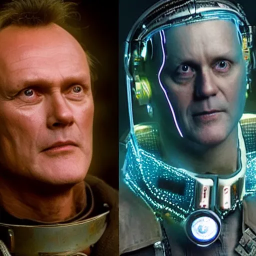 Image similar to Anthony Head as Cyberpunk Uther