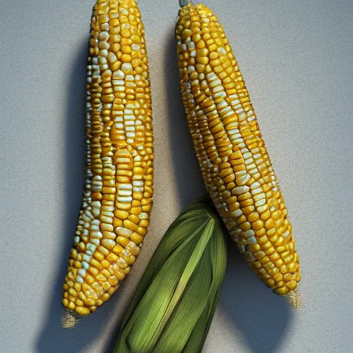 Image similar to hyperrealistic dslr film still of corn on the cob with 2 human ears, realistic ears, stunning 8 k octane comprehensive 3 d render, inspired by istvan sandorfi & greg rutkowski & unreal engine, perfect symmetry, dim volumetric cinematic lighting, extremely hyper - detailed, incredibly real lifelike attributes & flesh texture, intricate, masterpiece, artstation, stunning