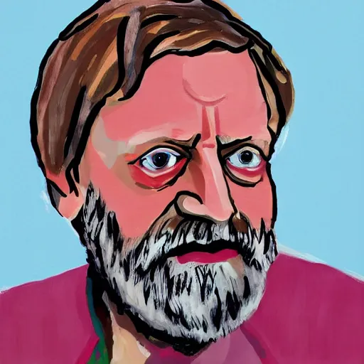 Prompt: Slavoj Zizek by Elizabeth Peyton