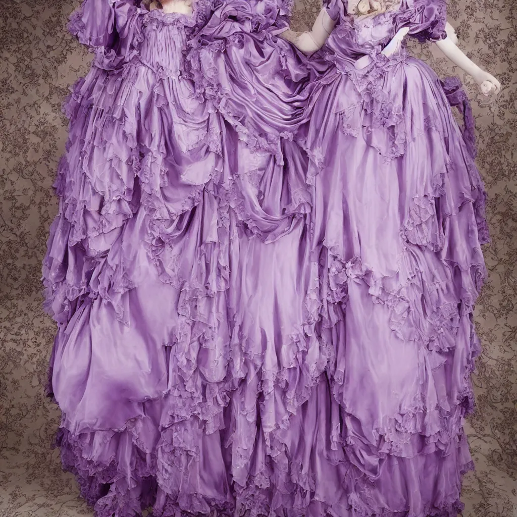 Prompt: purple dress in the style of baroque ，Victorian era，jellyfish element，dreamy, soft ,Backlight ,luminescence，highly detailed,8k