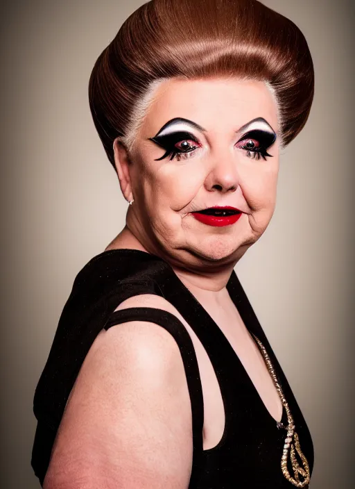 Prompt: studio portrait of lindsey graham in full drag dressed in drag dressed as a woman makeup, 8 k, studio lighting, key light, back light, sequents,