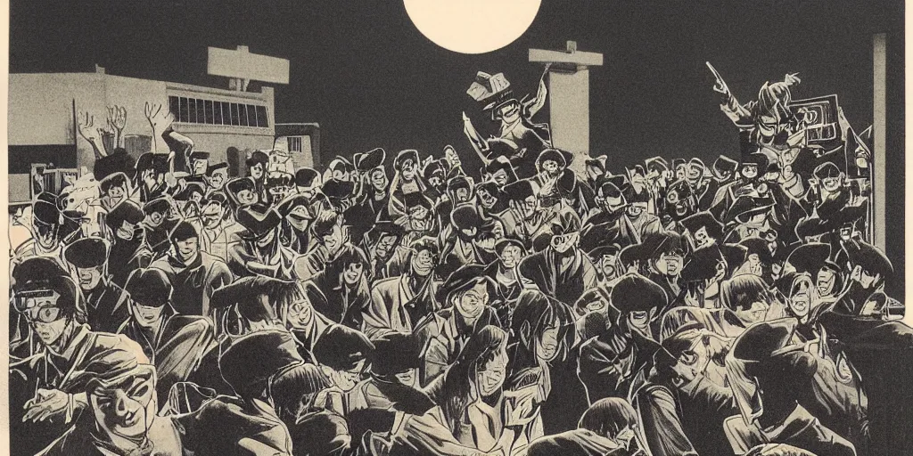 Prompt: korean highschool at night by richard corben