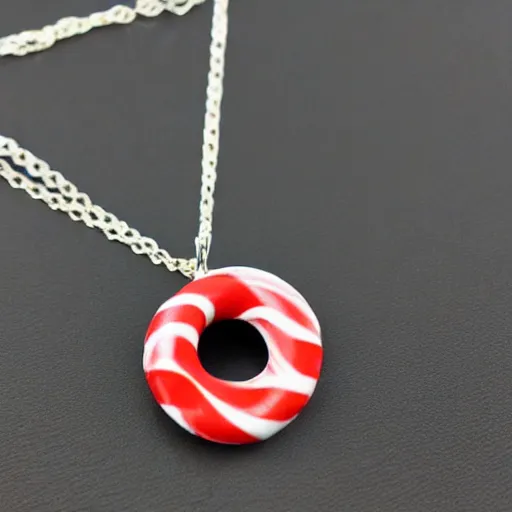 Image similar to candy cane necklace, photorealistic, beautiful, recursive