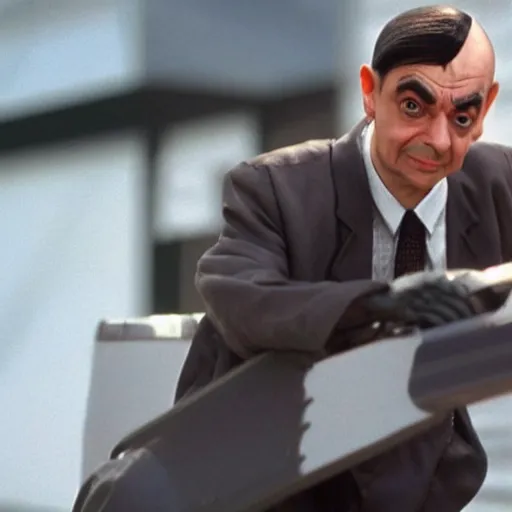 Prompt: mr bean as as agent 47