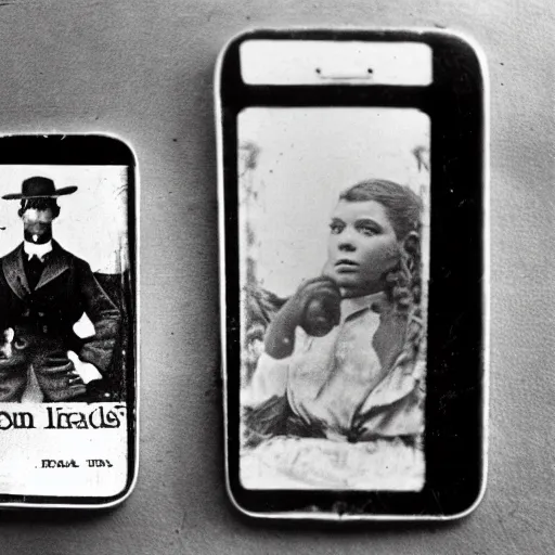 Image similar to an early 1900s photo of an iphone