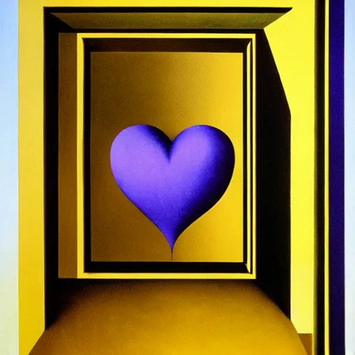 Prompt: the golden heart by René Magritte