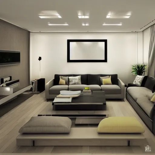 Prompt: photorealistic living room