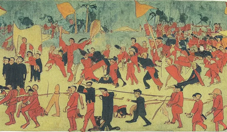 Image similar to the taiping rebellion, by henry darger