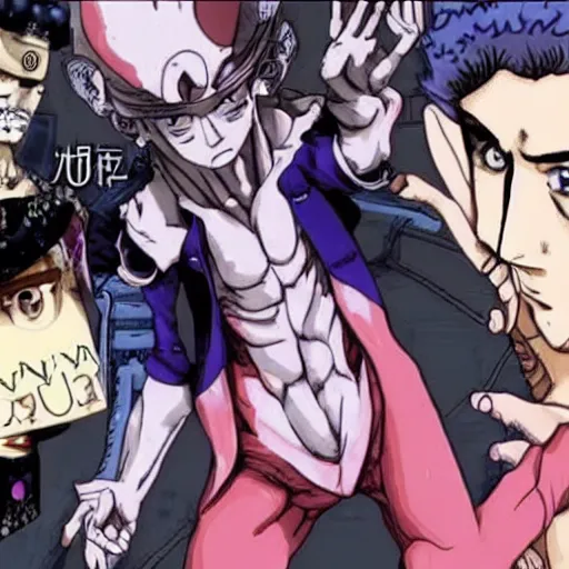 Image similar to Mark Zuckerberg posing in Jojo’s bizarre adventure, anime