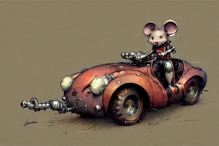 Image similar to adventurer ( ( ( ( ( 1 9 5 0 s retro future robot mouse explorer vehical. muted colors. ) ) ) ) ) by jean baptiste monge!!!!!!!!!!!!!!!!!!!!!!!!! chrome red