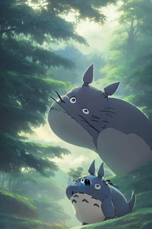 Image similar to Totoro portrait, by Jesper Ejsing, RHADS, Makoto Shinkai and Lois van baarle, ilya kuvshinov, rossdraws global illumination