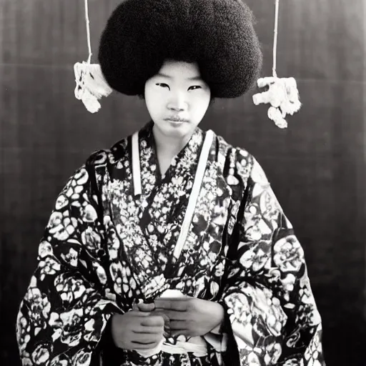Prompt: “ afro - asian shrine maiden, photograph, award winning ”
