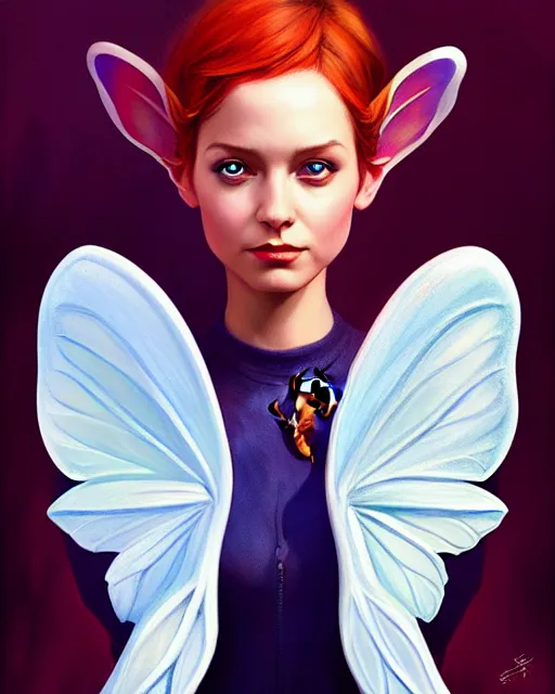 Image similar to portrait of a pixie with wings, digital painting, artstation, concept art, smooth, sharp focus, illustration, art by disney, symmetry face, fine details. art by alex ross, brittney lee