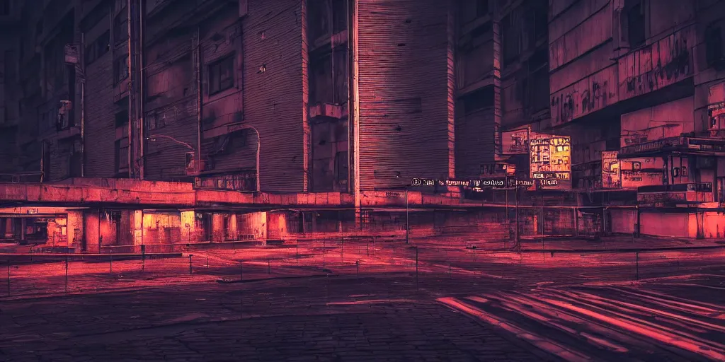 Image similar to Belgrade at night in cyberpunk style, brutalist architecture, neon lights, ultra realistic, highly detailed, HD, sharp focus, cinematic lighting, realistic, vivid colors, photo, film, non blurry, sharp